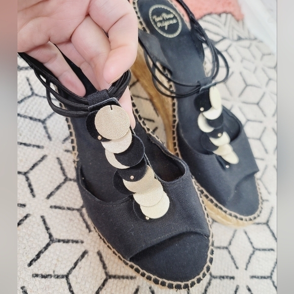 TONI PONS ORIGINAL Sitges Espadrille Sandal in Black Fabric, sz 9 / 40 - Picture 10 of 16